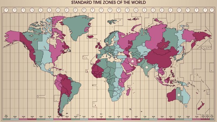 mapa de los husos horarios